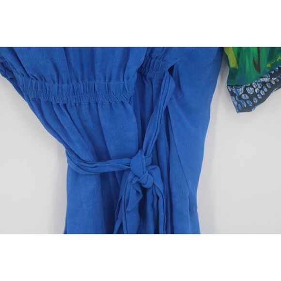 DOROTHY SCHOELEN PLATINUM BRIGHT BOLD WRAP BLOUSE SIZE P RAYON DRY CLEAN SS - Picture 6 of 8